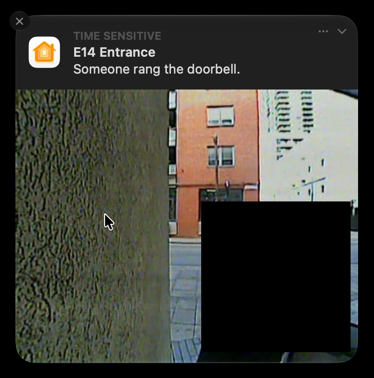 Apple Home notification showing someone rang the smart doorbell