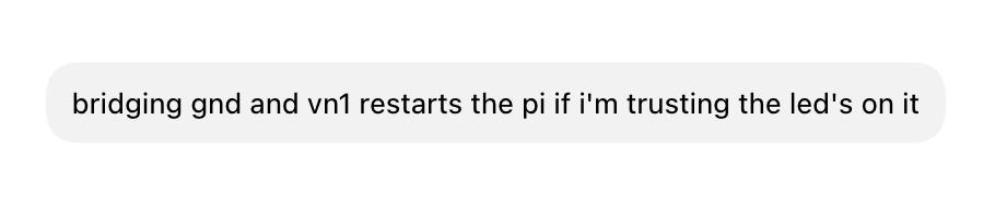 Prompt asking whether bridging ground and VR1 restarts the Raspberry Pi